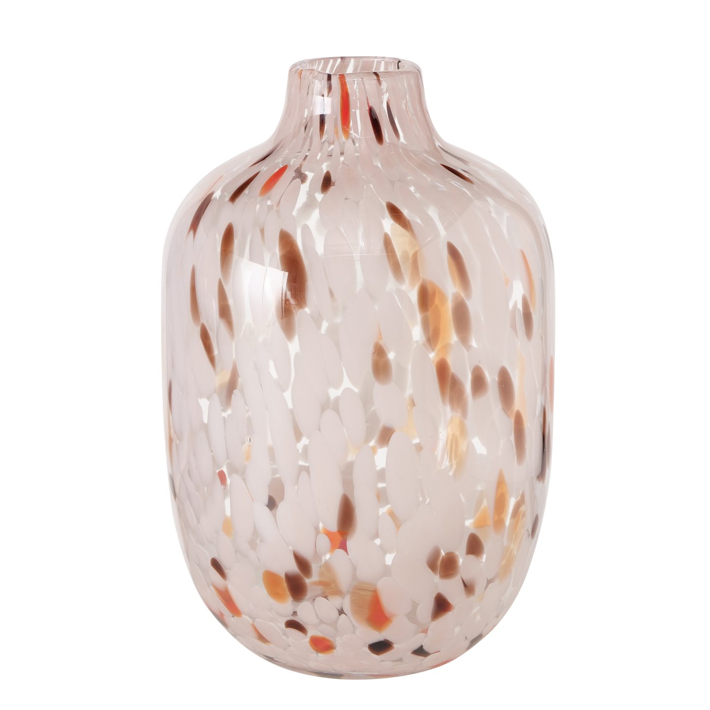 &Quirky Speckled Brown & Orange Glass Vase