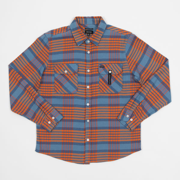 Bowery Flannel Check Shirt In Blue Heaven & Paradise Orange