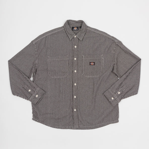 Hickory Long Sleeve Stripe Shirt In Dark Brown