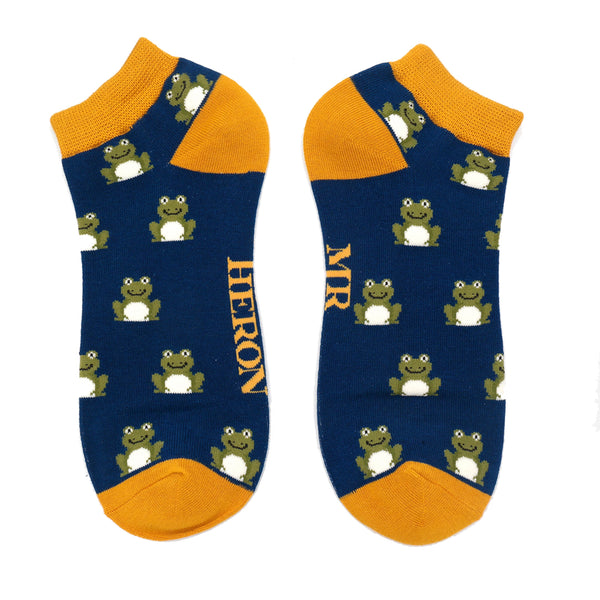 Mr Heron - Navy Frogs Trainer Socks