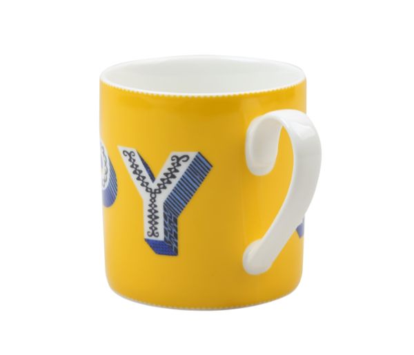 Asta Barrington Word Collection Fine Porcelain Yellow Happy Mug 400ml