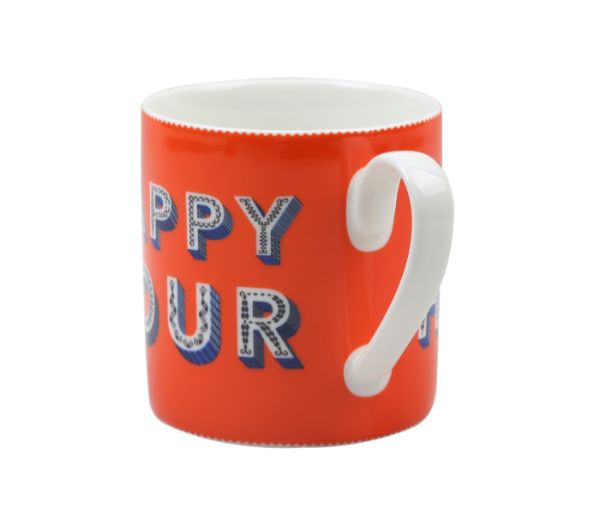 Asta Barrington Word Collection Fine Porcelain Orange Happy Hour Mug 400ml