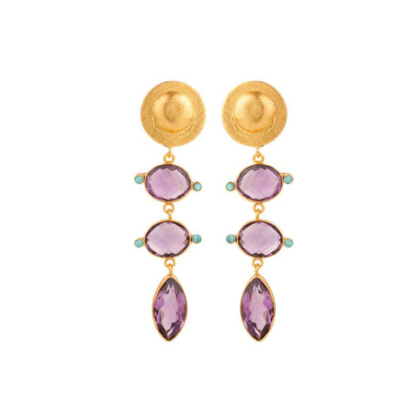 Previous Diana Drop Amethyst And Turquoise Earrings - Cast Bronze Gold Plated