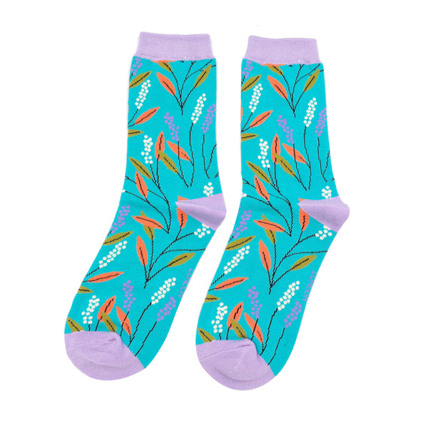- Turquoise Berry Branches Socks