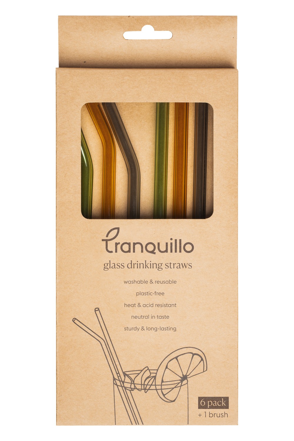 Tranquillo Straws Set of 6 - Glass Colorful