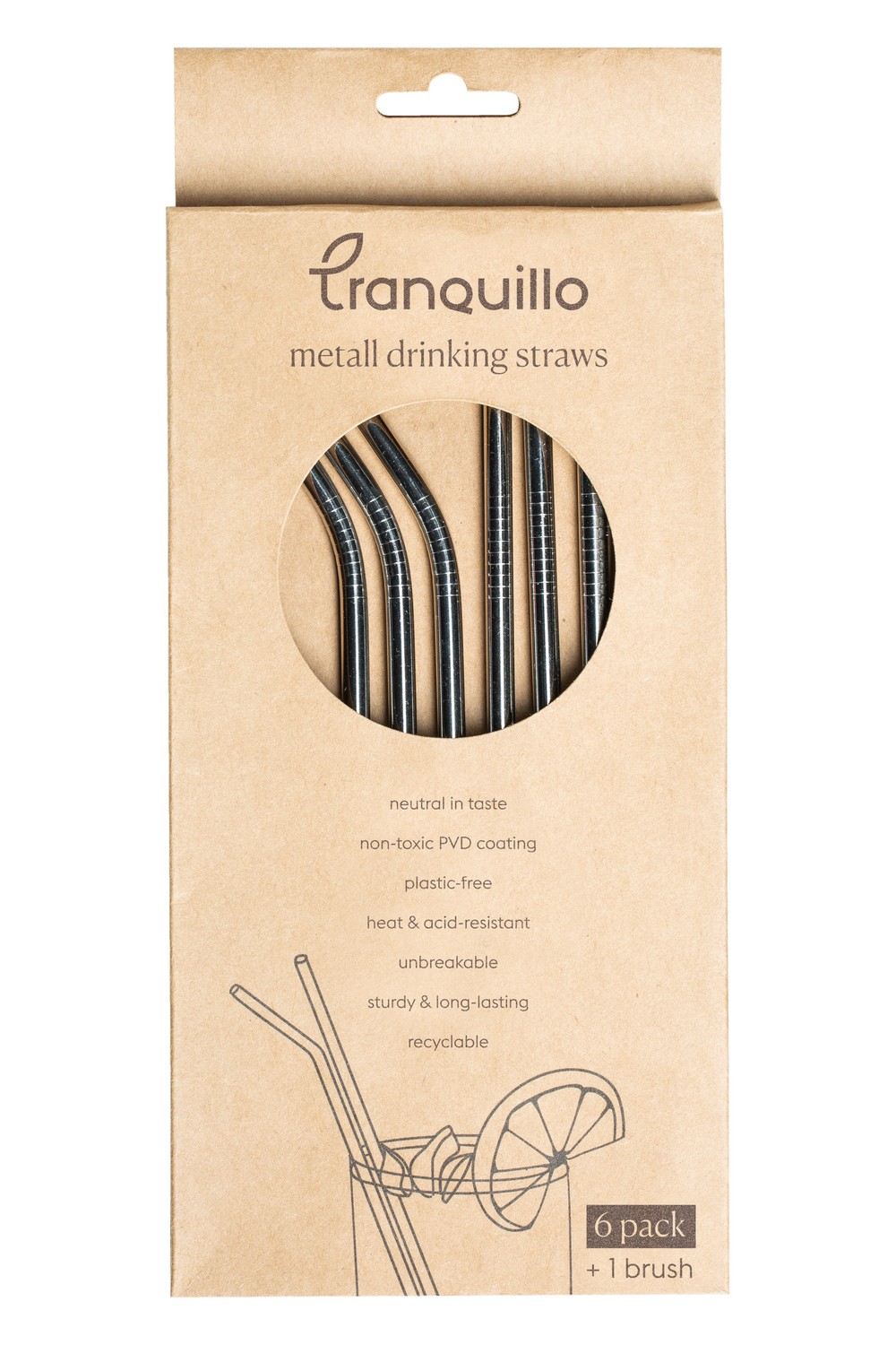 Tranquillo Straws Set of 6 - Metal Silver