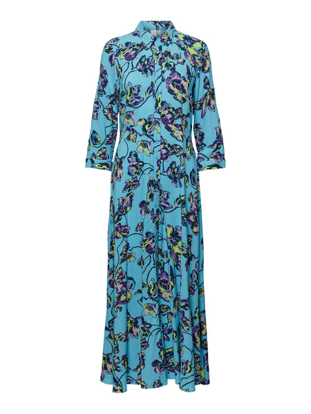 | Savanna Long Shirt Dress - Blue Topaz