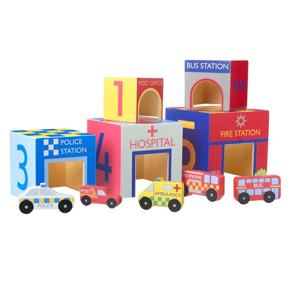 Emergency Services Wooden Stacking Cubes