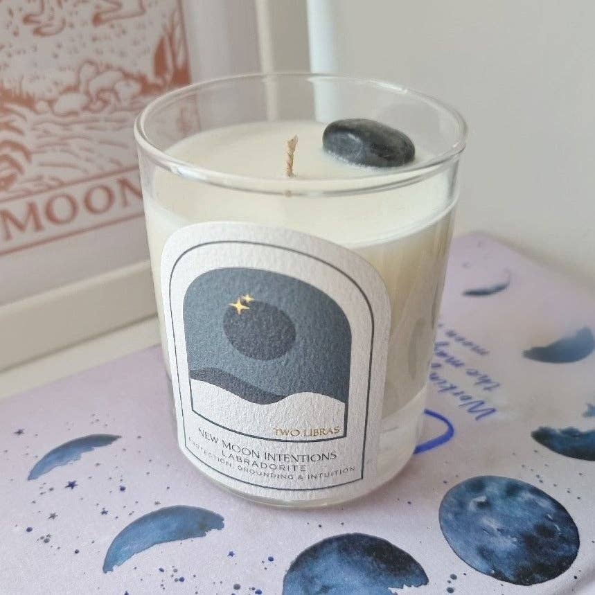 New Moon Crystal Intention Candle - Two Libras