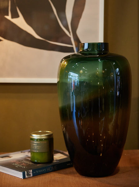 Conyers Tall Dark Green & Amber Vase