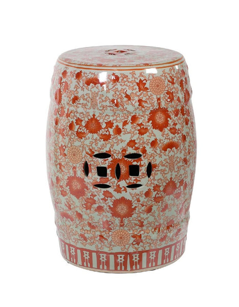 The Forest & Co. Coral Floral Ceramic Stool
