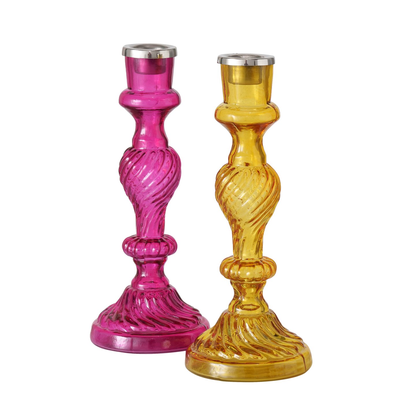 &Quirky Caya Glass Candleholder : Pink or Yellow
