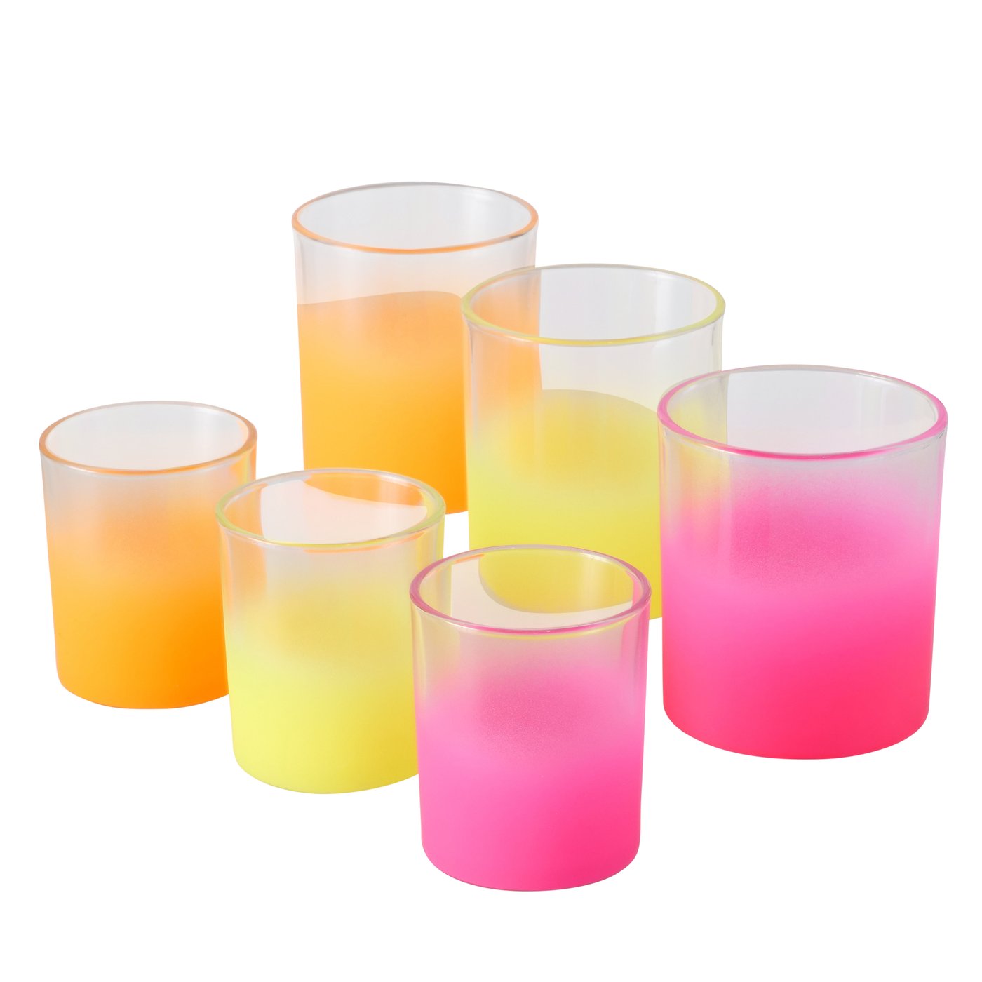 &Quirky Neon Colour Pop Tealight Holders : Set of 2 - Orange, Pink or Yellow