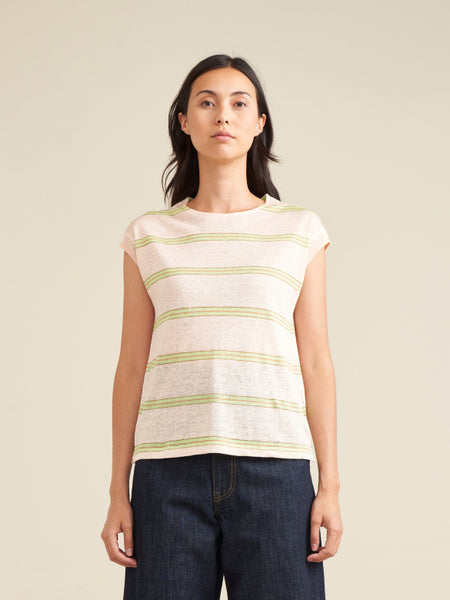 Sevia T-shirt - Cream/green Stripe
