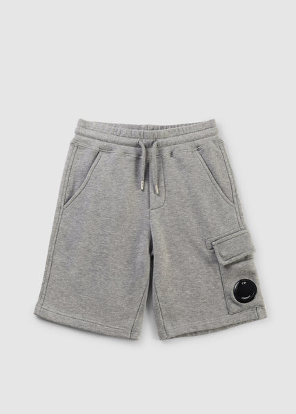 Kids Fleece Cargo Shorts In Grey Melange