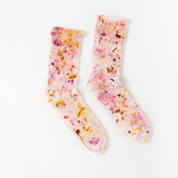 - Abstract Bundle Dyed Cotton Crew Socks Pink