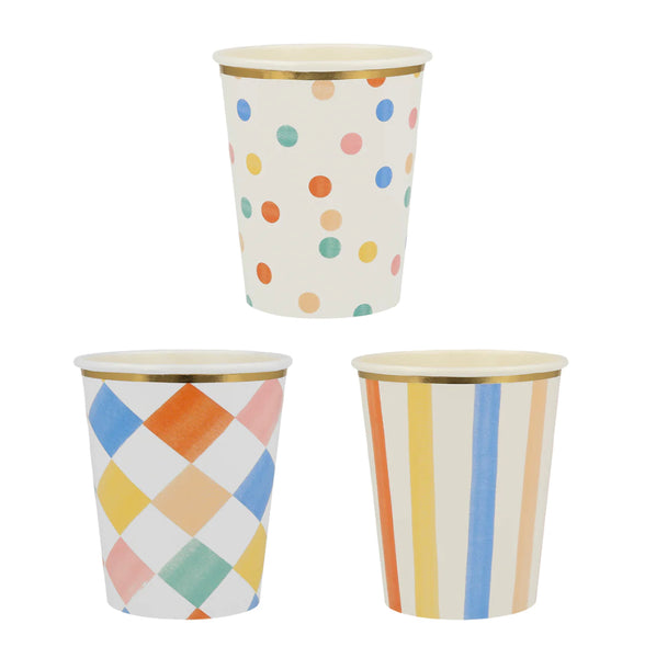 Meri Meri Colourful Pattern Cups (x 8)