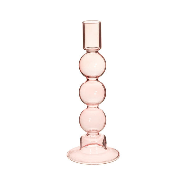 Pink Glass Bubble Candle Holder