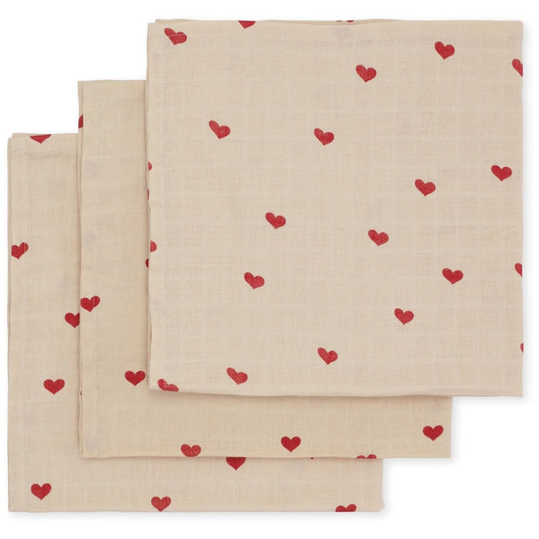 Konges Slojd - Muslin Cloth - Amour Rouge - 3 Pack