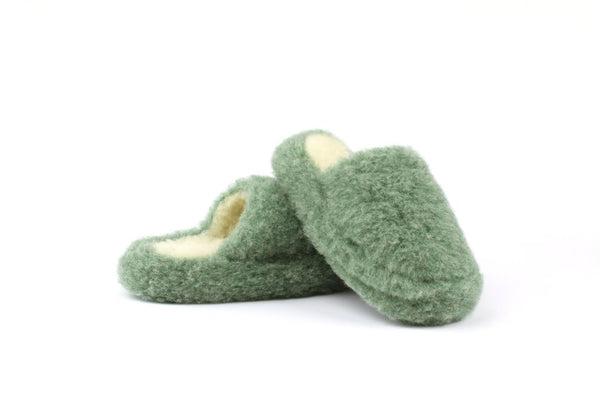 Yoko Wool - Green Wool Mules