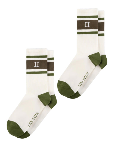 William Stripe 2-pack Socks Off White Vineyard Green