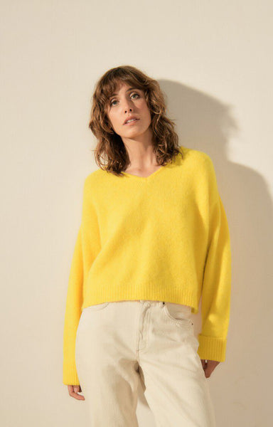 East V-neck Jumper - Melange Sun