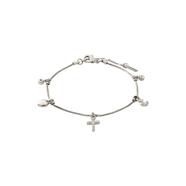 Pilgrim Anet Silver Plated Crystal Charm Bracelet