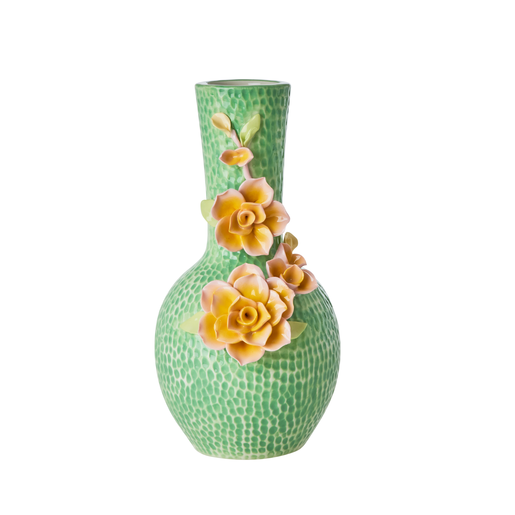 Rice by Rice Ceramic Small Vase with Flower Sculpture 