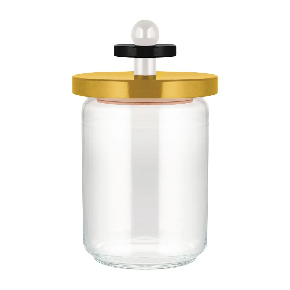 Alessi 100cl Storage Jar with Yellow Beech Wood Hermetic Lid