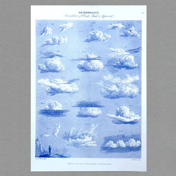 Meteorology Clouds Illustration A3 Risograph Print