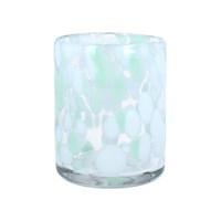 Glass Tumbler 9cm - Green/white Marble