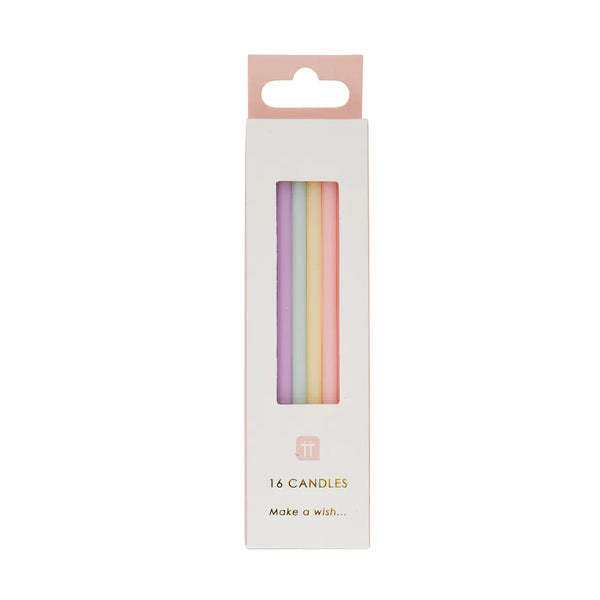 Long Pastel Coloured Birthday Candle Pack By