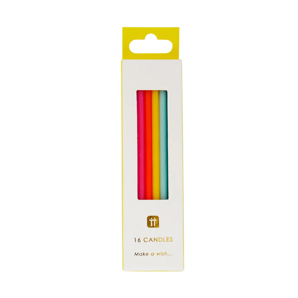 Long Rainbow Colour Birthday Candle Pack By