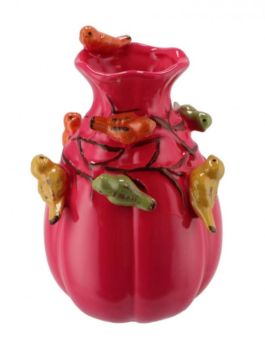 Vase birds fuchsia 28cm