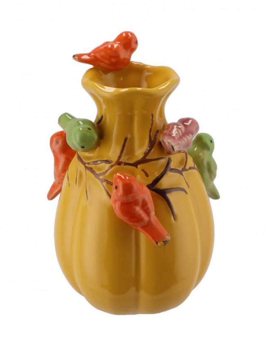 Vase birds yellow 18x18x28cm