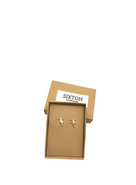 sixton Core Range Golden Lightning Bolt Earrings