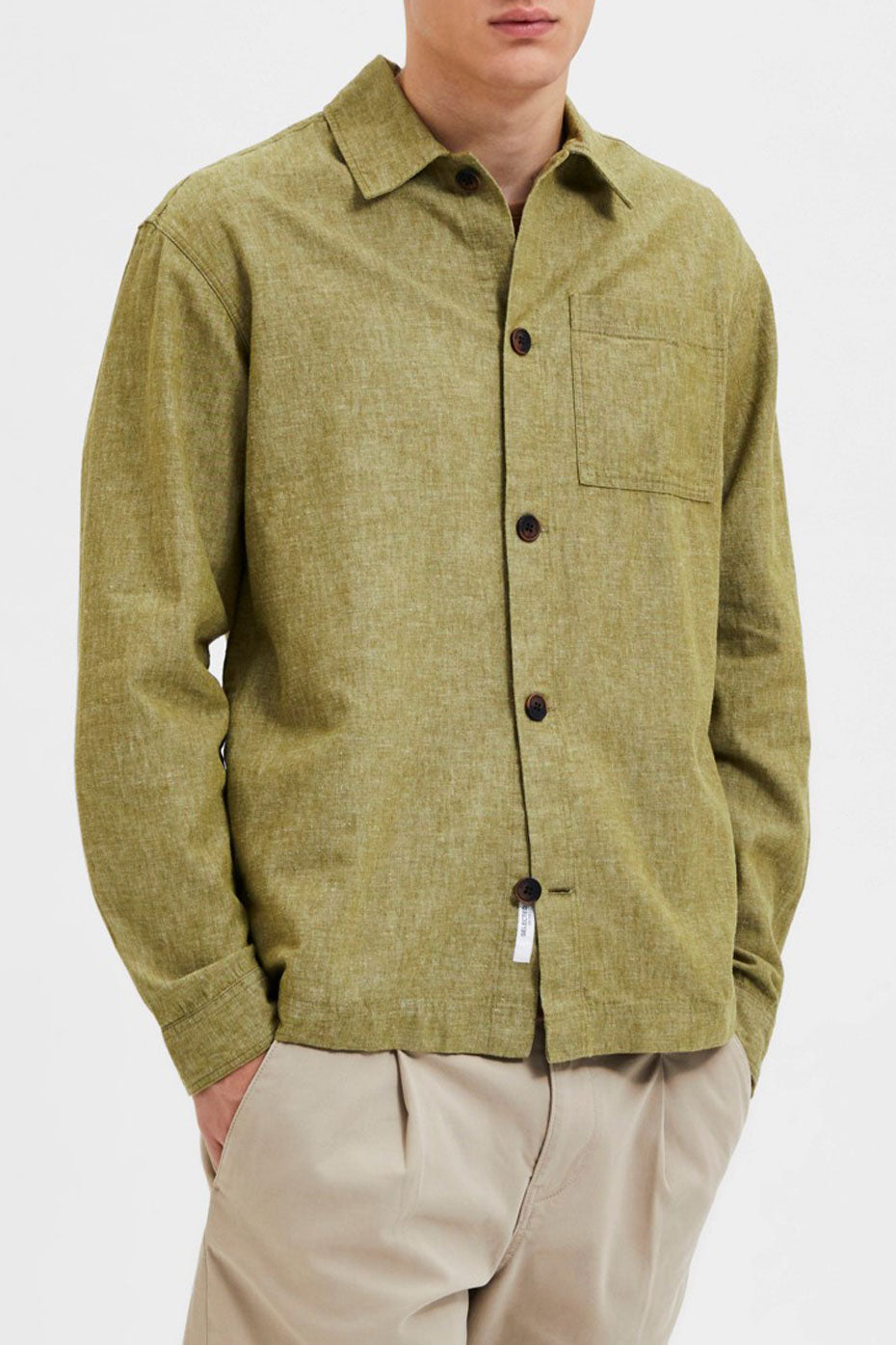 Olive Branch Blas Linen Overshirt