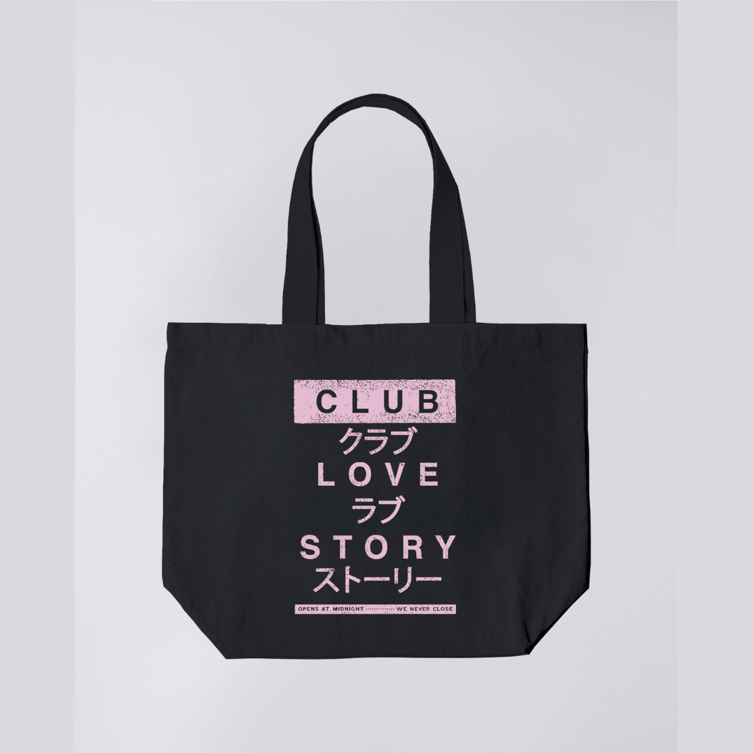 Club Love Story Print Tote Bag - Black