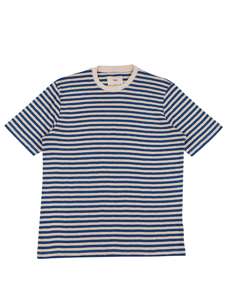 Classic Stripe T-shirt In Woad & Ecru