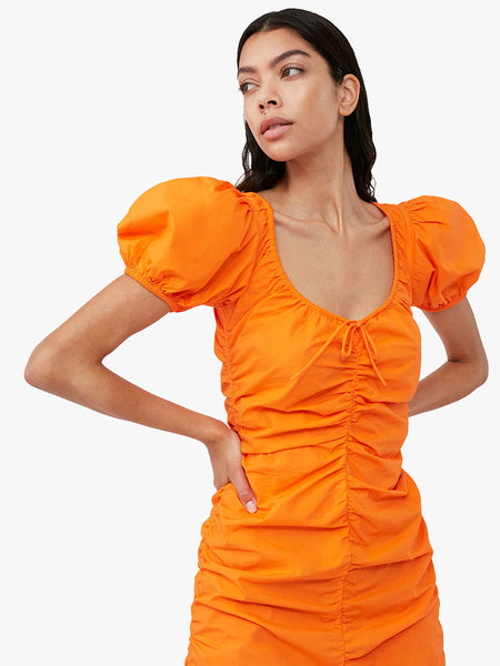 Cotton Poplin Mini Dress - Vibrant Orange