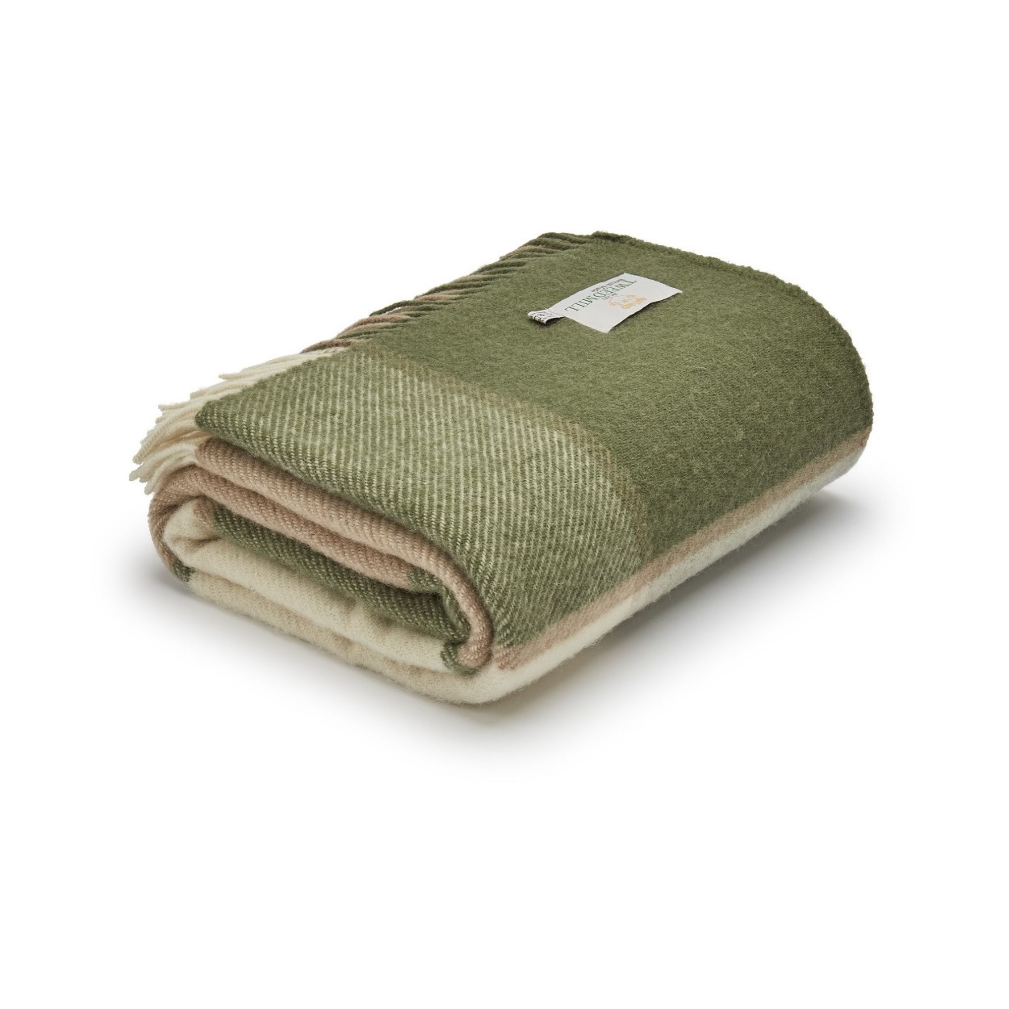 Tweedmill Textiles Olive Green Block Check Pure New Wool Throw 