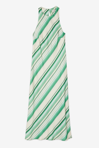 Ottod'Ame  Viscose Stripe Maxi Dress - Fogia Green Stripe