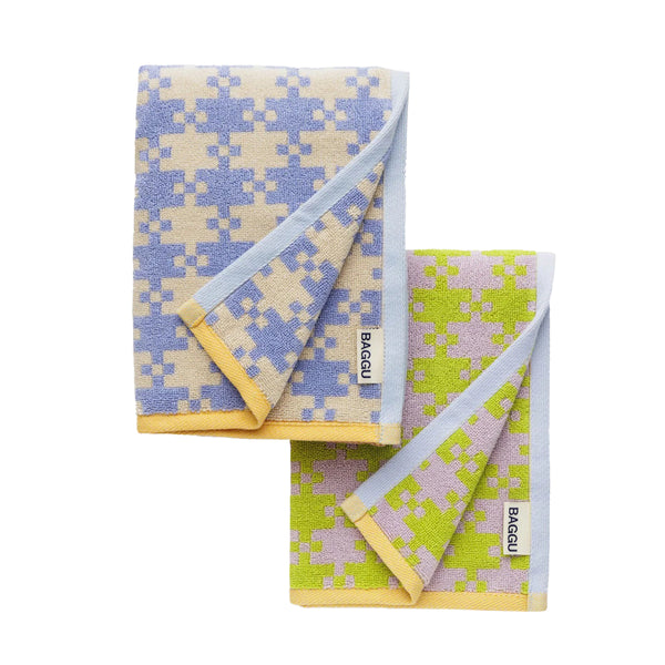 Set 2 Towels - Pastel Pixel Gingham