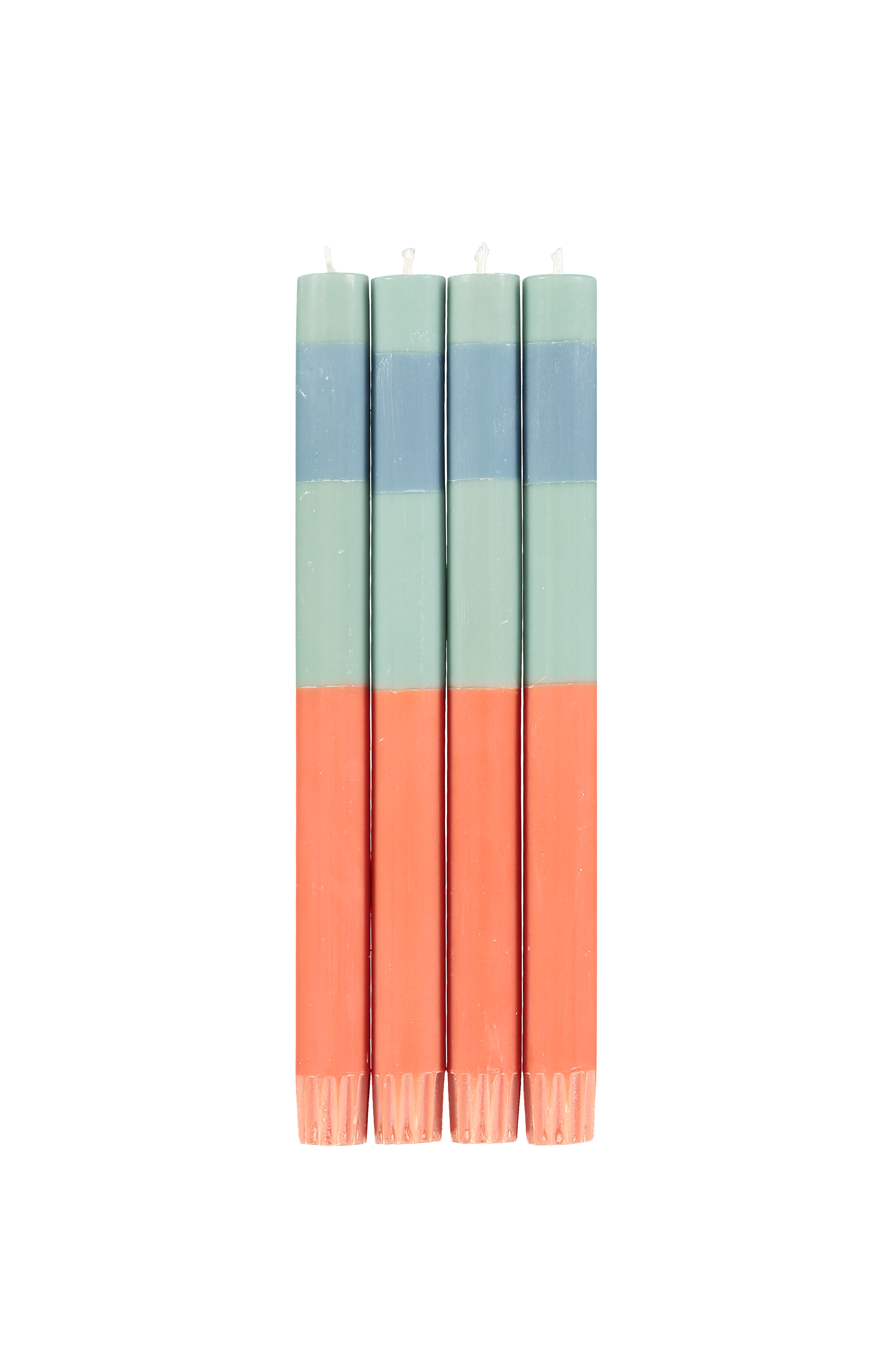 British Colour Standard Abstract Stripe Candle in Opaline, Pompadour & Rust