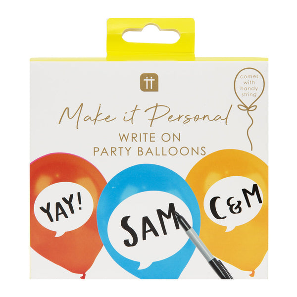 Talking Tables Write On Birthday Balloons - 12 Pack