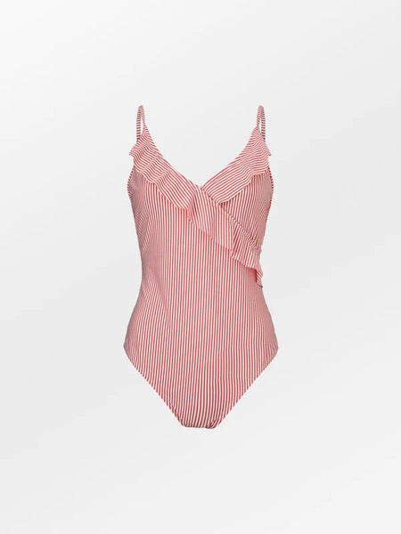 - Striba Bly Frill Swimsuit - Spiced Coral