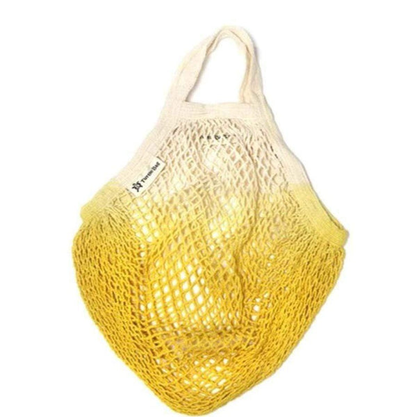 Short Handled Organic String Bag - Dip Dye Yellow