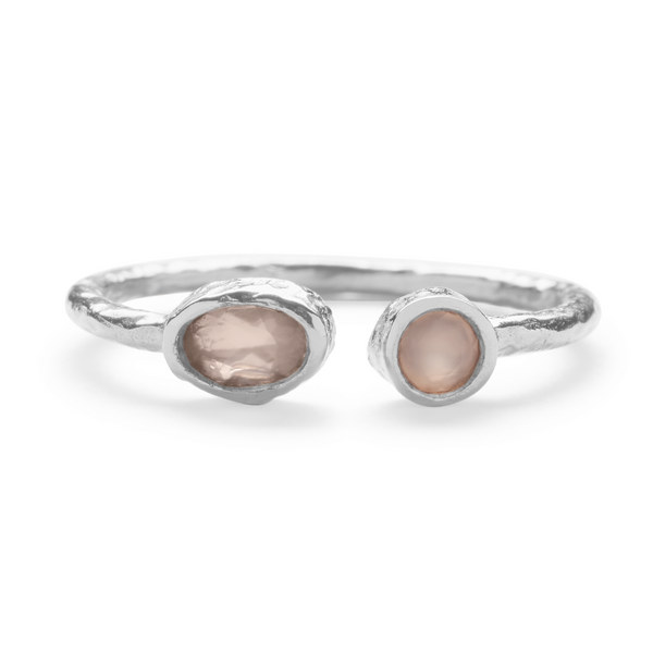 Pooja Ring With Pink Chalcedony Stone - Silver