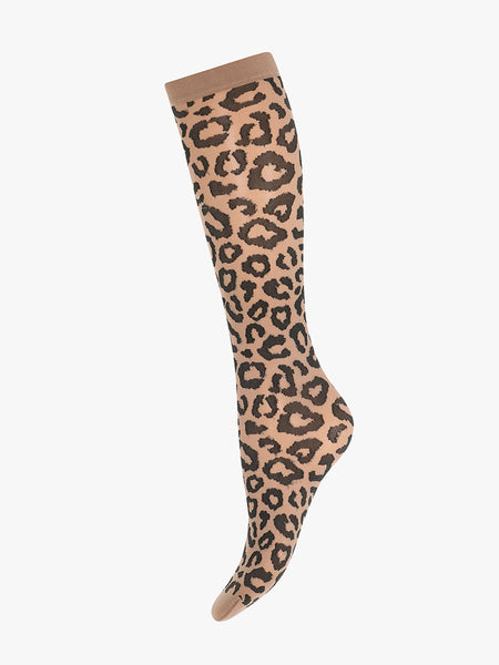 Leopard Knee High Socks - Cocoa Creme