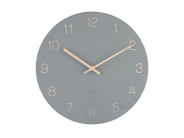 Small Grey Charm Engraved Numbers Wall Clock